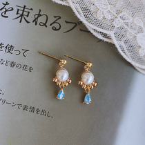 s925 Pure Silver Needle Earrings 2020 New Tide Freshwater Pearl Earrings 100 Hitch Blue Zircons Pendant Woman