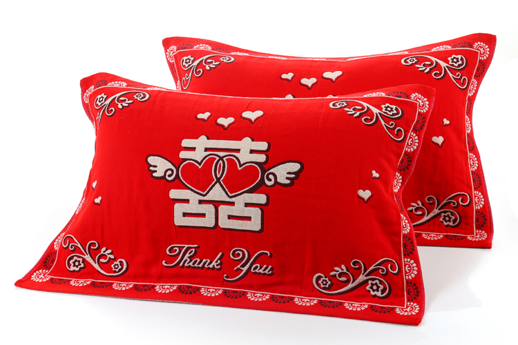 Bông cotton màu đỏ gối khăn cưới gối khăn cưới đặc biệt dày tăng vài người lớn mô hình gối khăn cặp
