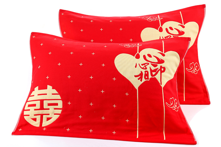 Bông cotton màu đỏ gối khăn cưới gối khăn cưới đặc biệt dày tăng vài người lớn mô hình gối khăn cặp