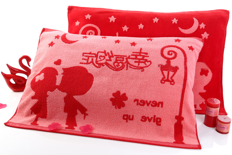 Bông cotton màu đỏ gối khăn cưới gối khăn cưới đặc biệt dày tăng vài người lớn mô hình gối khăn cặp