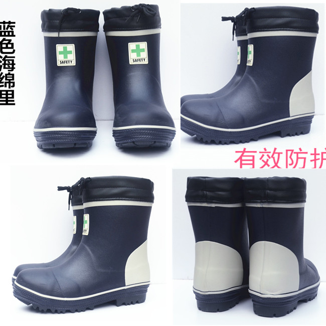 Vừa ngắn ống của nam giới chống mite thép Bao Đầu cao su nam an toàn mưa khởi động mưa khởi động nước giày bao bọc ngoài cực lớn mã 5051 mét dép nhựa đi mưa
