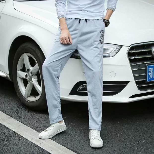 Hồng Kông phong cách chín quần nam giản dị 9 quần mùa hè mỏng phần sọc rộng chân thể thao hip hop quần thẳng thủy triều quần sịp