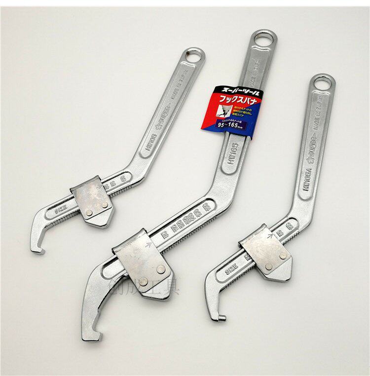 Гаечный ключ 日本进口世霸圆孔钩型扳手可调月牙勾形活动扳手hw-105a 105 165 Super