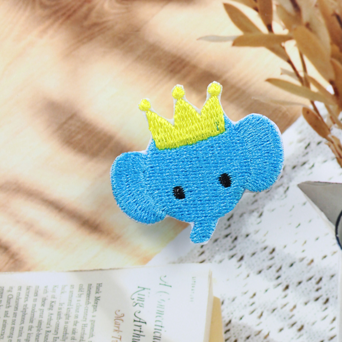 Phoenix Blue Crown Small Elephant Personality Clothing Decoration Embroidered Fabric Hair Clip Hair Clip Accessories Clothing