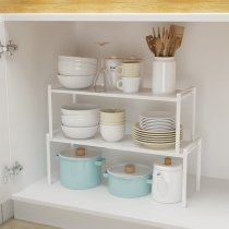 Kitchen cabinet layered cabinet inside the second floor rack sink pot rack partition desktop Tray storage rack