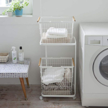 Household Nordic laundry basket Dirty clothes basket frame Lou change laundry dirty clothes storage basket Wrought iron double layer dirty clothes basket