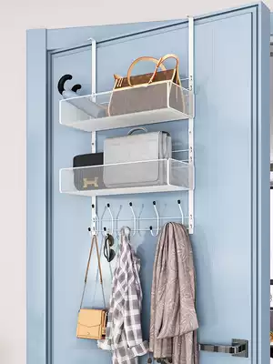 Punch-free door rear adhesive hook hanger storage layer rack door entrance bedroom door on artifact clothes shelf room