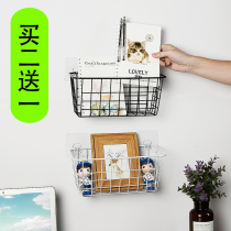 Dormitory bed top bunk storage artifact Bedroom wall Wall wall shelf Wall hanging wall free hole hanging basket