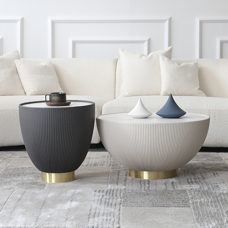 Modern style light luxury size bowl round slate living room coffee table art creative marble coffee table ins side table