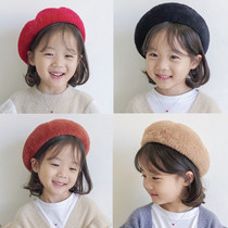 Childrens beret girls baby mink hair Bud hat fashion British painter hat autumn and winter Korean childrens hat tide