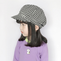 Childrens beret baby Plaid star star painter hat spring and autumn Korean version of childrens sunshade newsboy cap tide tide