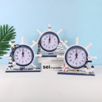 Mediterranean wooden silent clock Living room ornaments Nautical Helmsman Lighthouse clock Childrens room unique desktop clock
