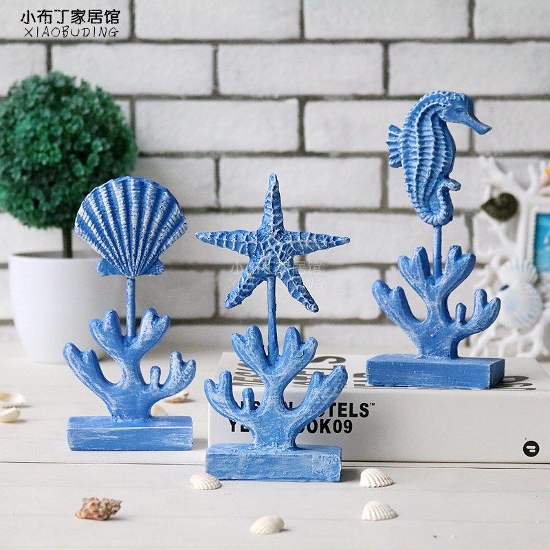 Mediterranean style resin ornament decoration Sea horse Dolphin shell Guest Coral decoration hall wine cabinet decoration ocean