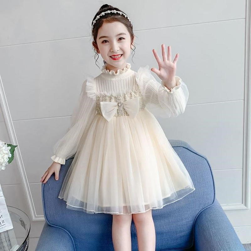 Girl Foreign Dress Spring Autumn 2022 New Children Spring Princess Nepotism Dress Little Girl Foreign Pie Fluffy Dress Sweaters Dress