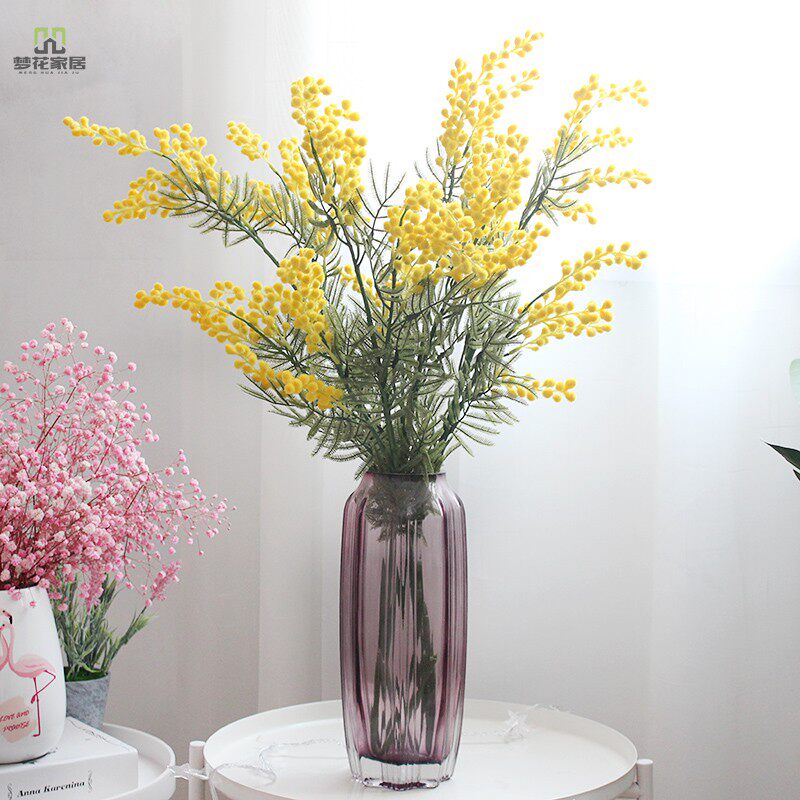 Transparent glass vase Vase Decoration Pendulum-room Winter Green Dry Flower Floral Floral Floral Silver Willow vase clearance