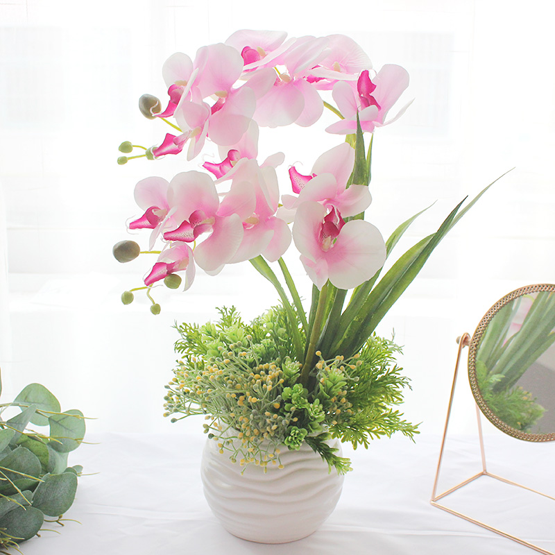 Decorative floral table decoration Overall finished art Bedroom flower arrangement Simulation flower Phalaenopsis set Living room