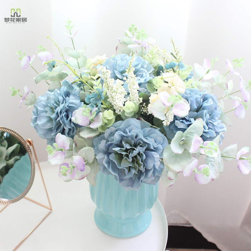 Blue emulated flower suit combined with vase bonsai furnishing decorated flowerpots planted with frescoed living-room swing upscale flower