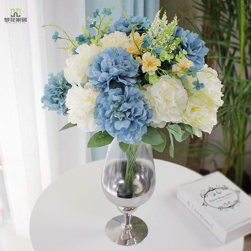 High quality glass decoration simulation flower peony flower arrangement High elegant dining table flower Xuanguan pendulum piece Atmospheric wedding ceremony