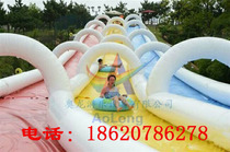 Large inflatable city slide inflatable slide super long land slide water slide drifting city water slide