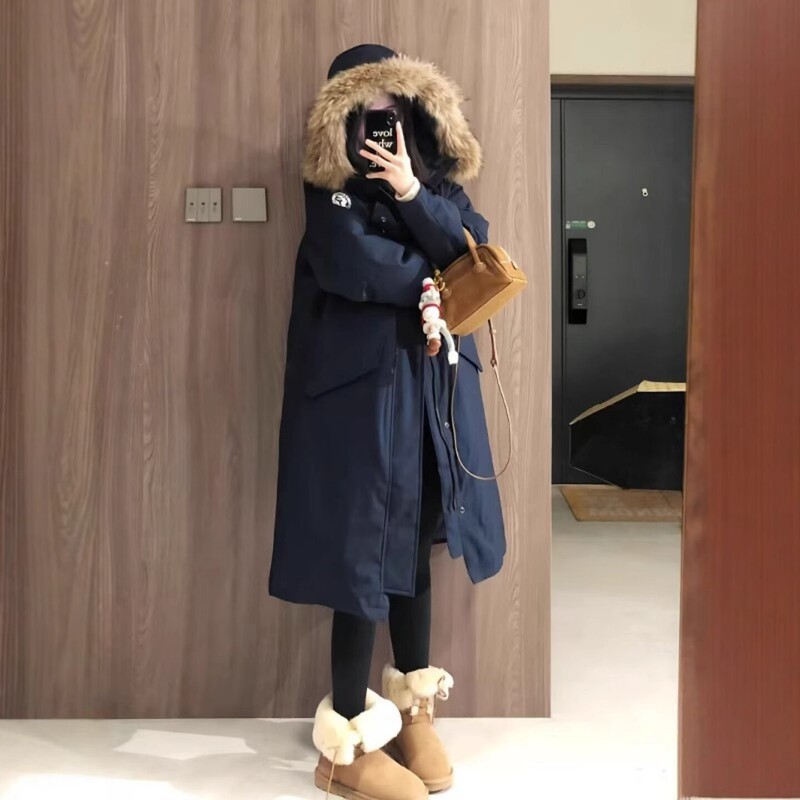 Korean Style Parka Cotton Jacket for Women 2026 New Winter Mid-Length Over-The-Knee down Cotton Padded Thickened Coat Korean Style Parka Cotton Jacket for Women 2026 New Winter Mid-Length Over-The-Knee down Cotton Padded Thickened Coat