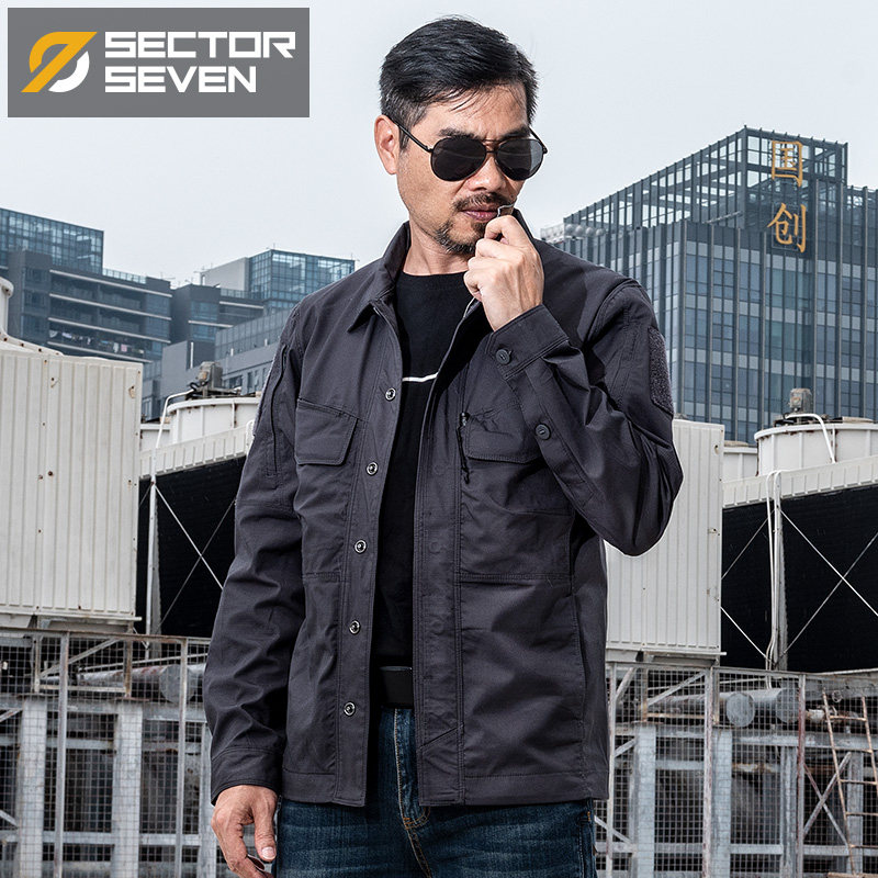 Section 7 Frontal Sharp Light Tactical Jacket Spring Autumn Men's Outdoor multi-bag functional tooling Wind clothes Plain-clothed Casual Jacket