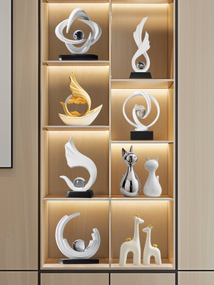 八方来财客厅艺术摆件轻奢高档酒柜电视柜玄关办公室装饰品高级感