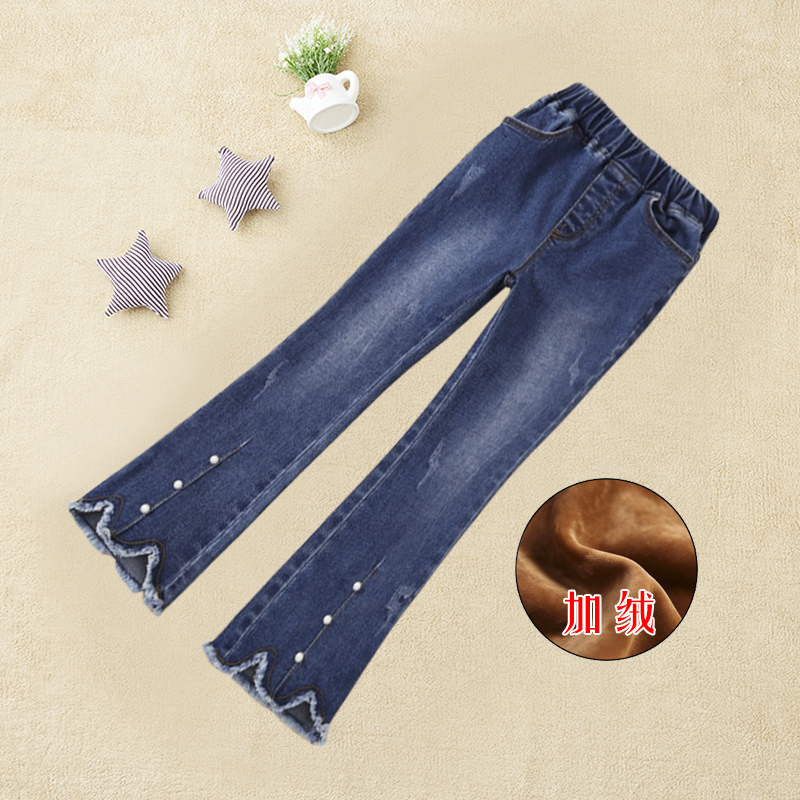  2022 Spring Summer New CUHK Girl Dress Girl Microhorn Little Girl Cowboy Pants Children Foreign Pie Autumn