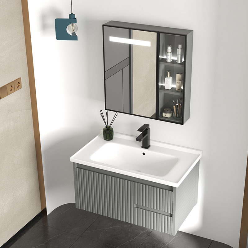 Space aluminum bathroom cabinet powder room rock plate washbasin washbasin combination small apartment washbasin