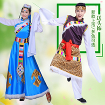 New Tibetan dance performance costumes traditional Tibetan uniforms Tibetan dress gown snow lotus water sleeves stage performance clothes