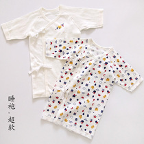 Newborn cotton nightgown long partial shirt Baby girl night dress Home dress Male baby spring and autumn pajamas Bathrobe one-piece
