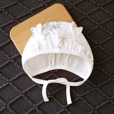 Newborn baby pure cotton Class a hats, spring and autumn lace-up tire caps, cute baby ear-protecting caps, thin headscarves