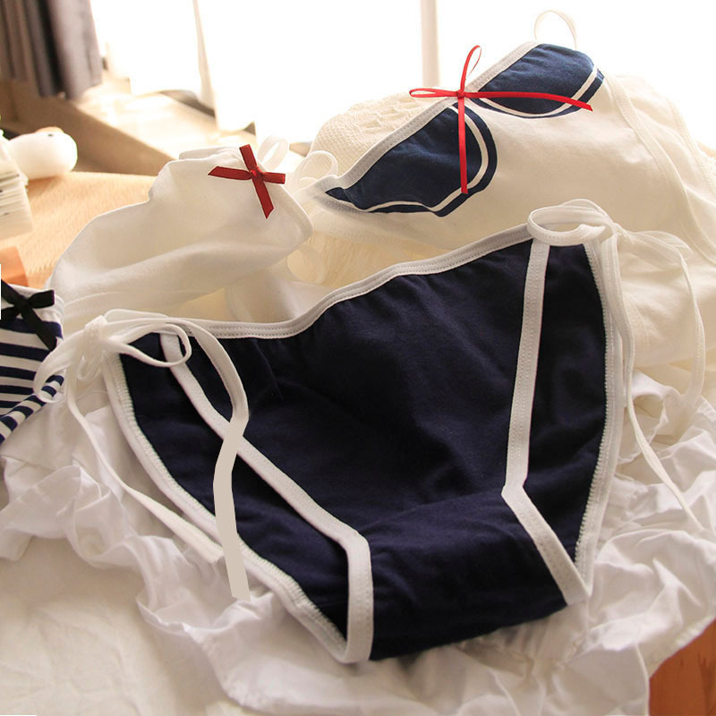 Japanese-Style Lace-Up Schoolgirl-Style Panties, No-Strap Pure Cotton Lace-Up Anime Girl Lace-Up Briefs 307