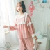 Đồ ngủ của phụ nữ mùa xuân và mùa thu mùa hè cotton tinh khiết dài tay tòa án ngọt ngào và đáng yêu kiểu công chúa hai mảnh phục vụ tại nhà Nhật Bản - Cha mẹ và con Cha mẹ và con