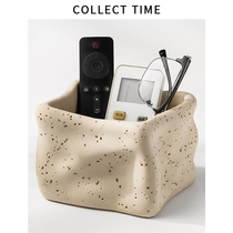 Jingji Wind Tunnel Stone Desktop Storage Box High-end Sundries Storage Box Makeup Brush Remote Control Pen Holder Stationery Storage