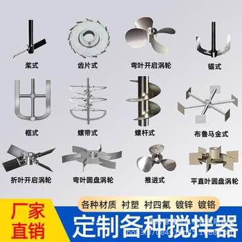 Screw belt stirrer impeller anti-corrosion stirring stainless steel frame anchor shaft blade lid lined enameled bevel stirrer