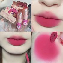 So cute ~ Korean limited edition Strawberry Bear velvet matte water matte lipstick lip glaze for women that does not fade and does not stick to the cup