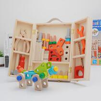 Childrens repair tool box educational toy simulation disassembly and assembly carpentry box screws and nuts wooden boys play house