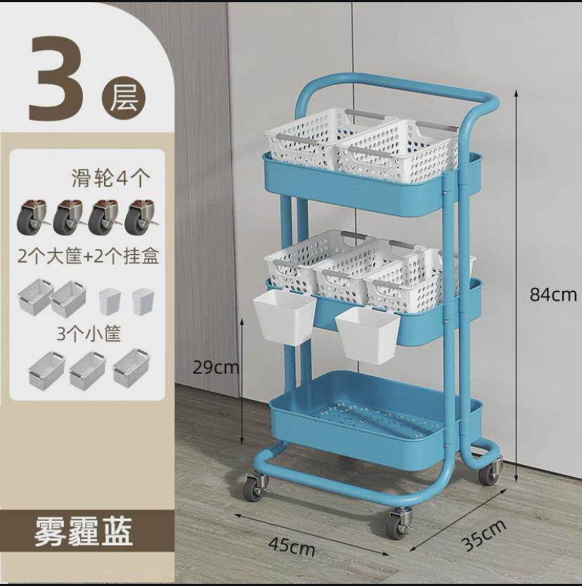 北欧可移动小推车厨房置物架宿舍书架落地多层卧室学生零食收纳架详情24