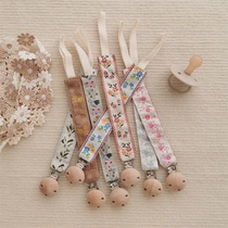 ins embroidery embroidery baby pacifier chain baby teether small toy anti-falling chain beech pacifier clip lanyard
