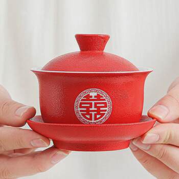 Hot selling knot cup red tea ceremony wedding change toast tea bowl wedding bowls and chopsticks tea set new wedding dowry one