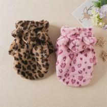 Fleece Dog Hoodie Winter Warm Pet Dog Clothes Leopard Print