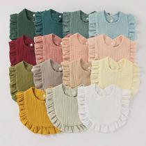Korean Style Baby Feeding Drool Bib Ruffle Solid Infants Lac