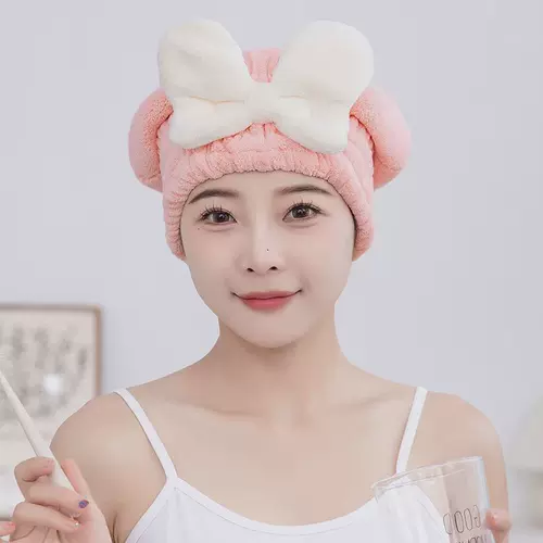 Быстросохнущее полотенце для волос с бантиком, милая сухая шапочка для душа, платок, хорошо впитывает воду