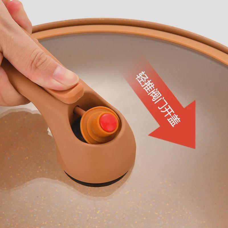 Chef's Wing Clay Non-Stick Pot Lid Accessories Micro-Pressure Cooker Tempered Glass Lid Metal Valve Handle Rubber Ring Screws
