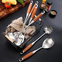 Chicken wing wood kitchen utensils 304 stainless steel spatula set full set of household spatula cooking spoon soup spoon slotted spoon frying spatula