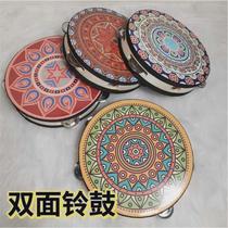 Dunhuang Feitian tambourine Xinjiang Uyghur double-sided tambourine Orff dance instrument hand-cranked tambourine for examination