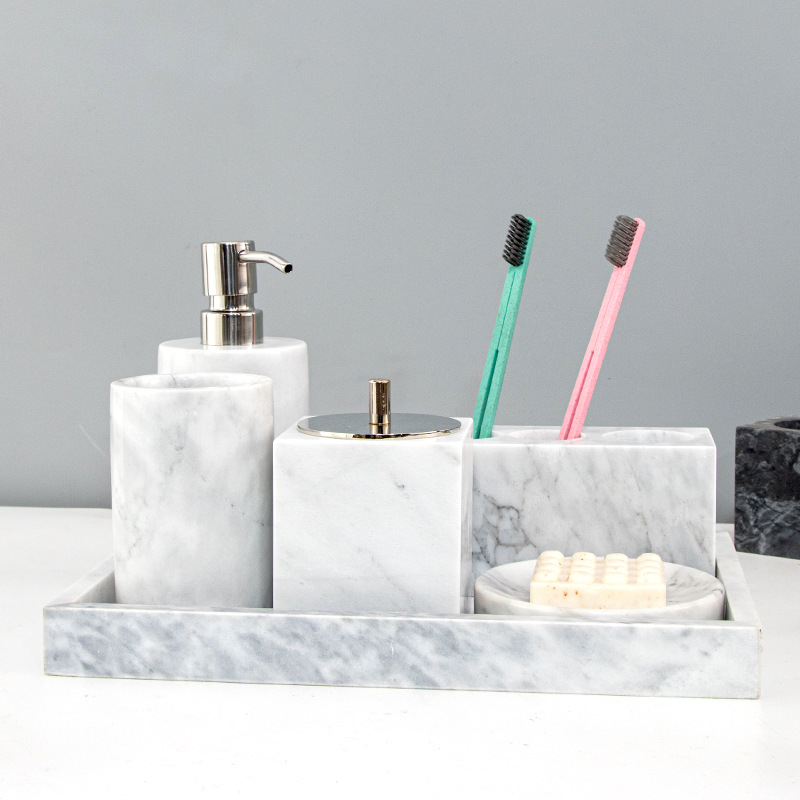 Creative Nordic style high-end marble bathroom set Wash mouthwash toothbrush cup incense plate Lotion bottle jewelry