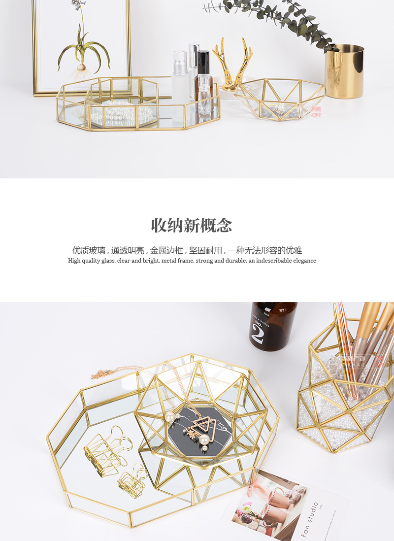 Bắc Âu đơn giản lưu trữ kính đồ trang sức tấm châu Âu retro đồng gương gương hiển thị đồ trang trí đồ trang trí mua đồ trang trí phòng ngủ