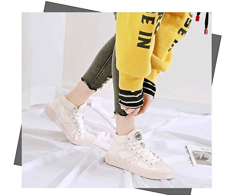 Người mới vỏ sò phẳng giày đỏ giày nữ cao giày hip hop thể thao bình thường giày sinh viên thủy triều - Giày cao gót