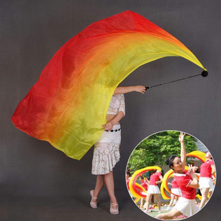 Belly Dance Scarf Silk Throwing Ball Yarn Games Opening Ceremony Indian Yarn Ball + Silk Scarf Prop Ribbon